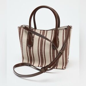 Zara Woman Striped Canvas Crossbody
